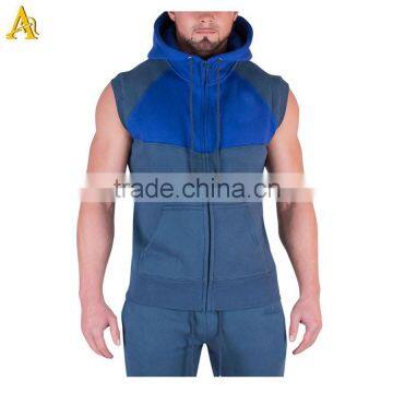 Custom sleeveless zip hoodie for men