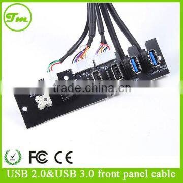 USB3.0 cable elbow+usb 2.0 female+audio cable+PCB13133 panel mount cable