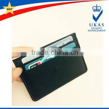 hot genuine leather card holder with 3 slots each side