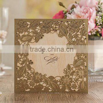 popular top quality craved golden plating craved Wedding Invitation Card and envelope