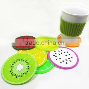 Wholesale Promotional Coaster Roller Fancy Fruit Shaped Silicone Cup Mat