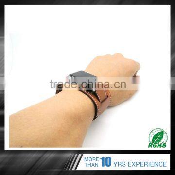 Black / Brown / Red / Blue Choose Custom Logo Accepted Cuff-leather Band for IWatch photo-5