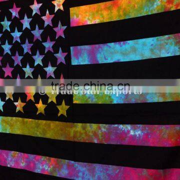 Large Cotton Tie & Dye American Flag Wall Art Hippie Boho Home Decorative Wall Hanging Tapestry photo-3