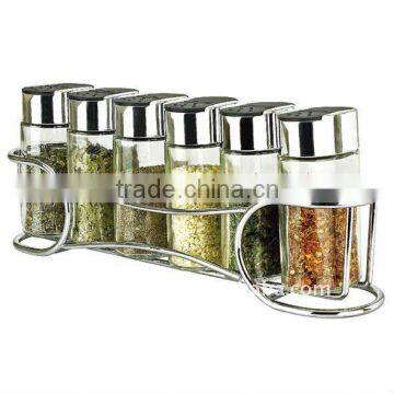 SINOGLASS trade assurance 6 jars spice rack set restaurant spice rack