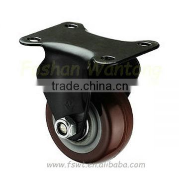 Black Bracket Double Bearing Fixed PU/PVC Caster Wheel