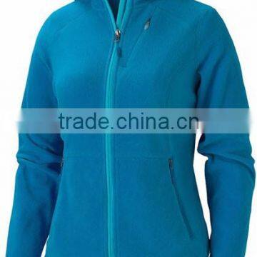 15PKFJ12 2015 young lady solid colour winter thick poly fleece jacket