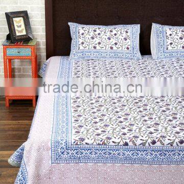 Jaipuri Hand Block Printed One Double Bedsheet With Two Pillow Covers photo-2