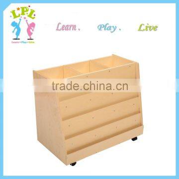 LPL brand manufacturer of nursery school furniture high quality wooden mobile book cabinet kids bookcase