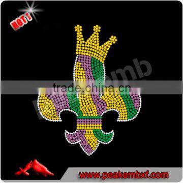 New Design Rhinestone Hot Fix Applique Fleur De Lis