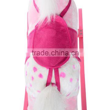 Qaba Kids Lovely Plush Pink Rocking Horse Pony w/ Realistic Sounds Kids Rocking Chair photo-6
