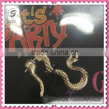 Best quality men stud earrings, snake shaped pure imitation gold earring men