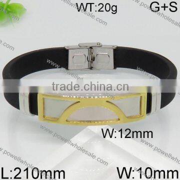 Wholesale New Gold Black Leather Mens Bracelet Models photo-2