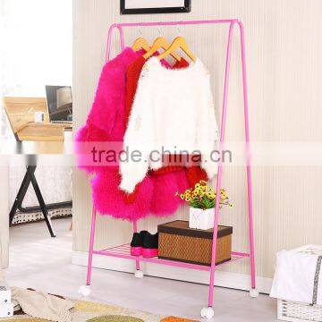 Metal Garment Rack Clothes Stand Portable cloth hanging rail stand shoe rack with Bottom Shelf