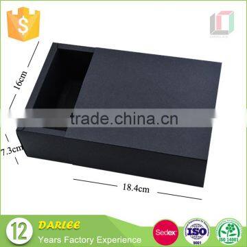 Hot selling slide shape black custom drawer boxes cardboard gift boxes