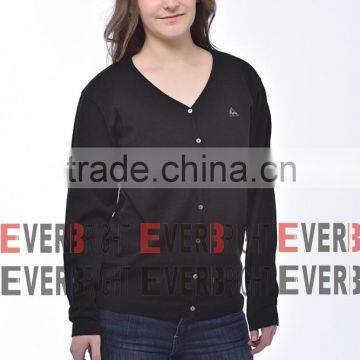 latest design female sweater black button cardigan