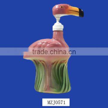 Vintage Ceramic Pink Flamingo Shaped Decorative Hand Soap Dispenser