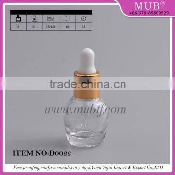 2016 new design empty glass essential oil bottles with aluminum dropper cap