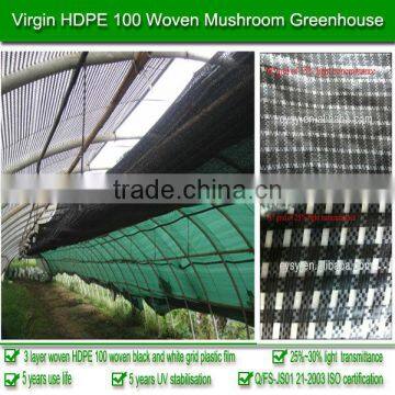 200 micron 5-year use life and UV stabilized 100% virgin HDPE plastic tunnel greenhouse sheeting for mushroom used