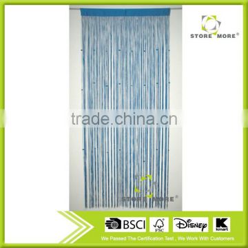 Blue string curtain with fringe