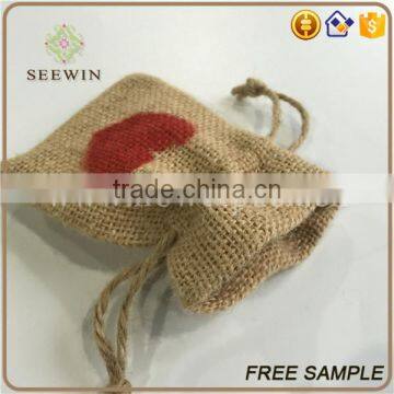 High Quality Heart Pattern Personalised Jute Bag photo-3