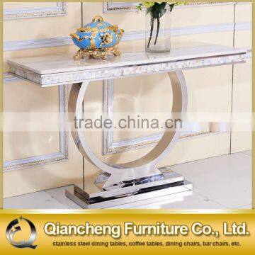 European Style White Marble Top Console Table photo-4