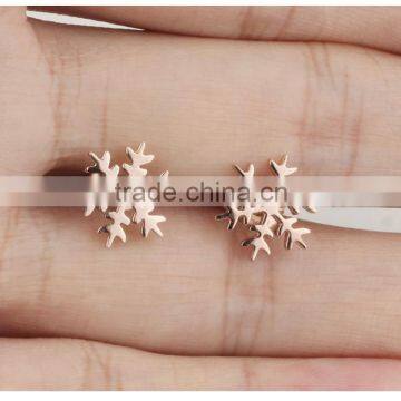2017 New Arrival 316L Stainless Steel Snow Flower Earring Stud Earring for Teens Women photo-6