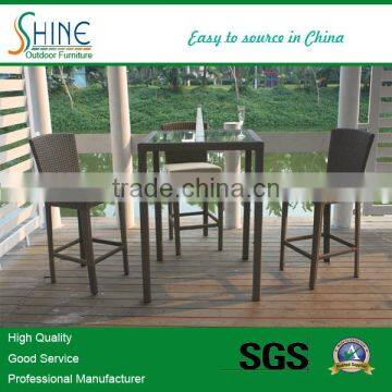 Outdoor Furniture Plastic Rattan Classical Glass Bar Table And Bar Chair For Bistro Furniture, Garden Furniture, Home Furniture