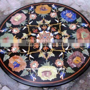 Round Marble Inlay Table Top Pietra Dura Marble Table Top