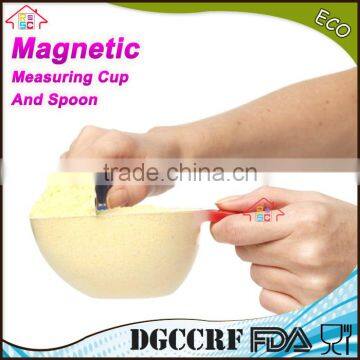 NBRSC Wholesale 8-Piece Individual Stackable Colorful Clear Plastic Magnetic Measuring Cup And Spoon Set for Baking photo-2