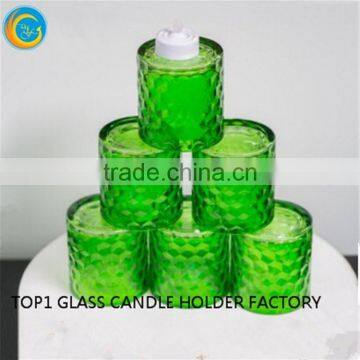 Unique Green Shape Glass Candlestick For Decoration/Modern Wedding Candle Holders Glass/ Green Colored Glass Candle Holder Cup