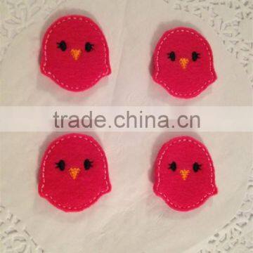 Hot sell Adorable Dark Pink Spring/Easter Chick Face Felt Applique made in China