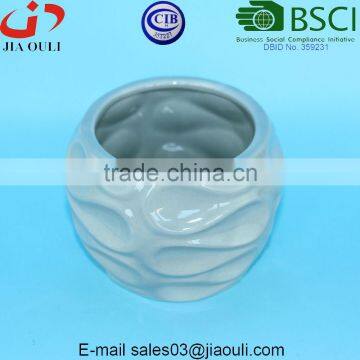 Wave Patterned Glazed Grey Table Ceramic Succulent Pots photo-5