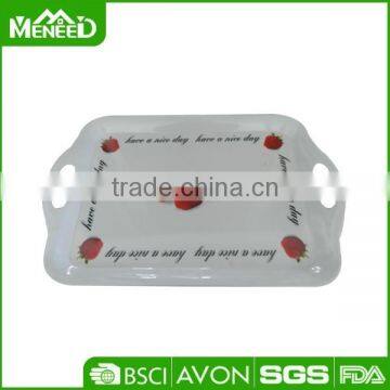 Promotion Snowflake & Tree Printed X'mas Banquet Serving Trays, Anti-slip Christams Party Melamine Plastic Food Tray With Handle photo-2