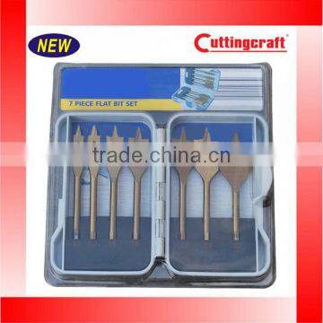 7 Pcs Flat Wood Core Drill Bit Set with Plastic Box