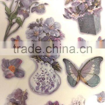 Purple Colorway Tulip & Butterfly Design Sticker, Classic Decorative Shinny Glitter Sticker photo-3