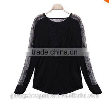 Hot Sale Autumn Ladies' Summer Fashion Loose T-shirt Women Sexy Blusas Lace Splice Patchwork Batwing Long Sleeve Tops Tee photo-5