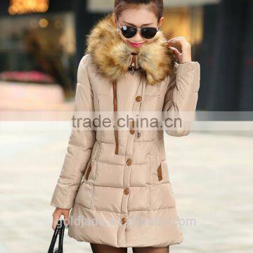2016 New Women's Thicken Hooded Fur Collar Long Women's Parka Coat