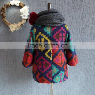 Fall Boutique Girl Colorized Woolen Clothing Kids Warm Jackets Outfits photo-2