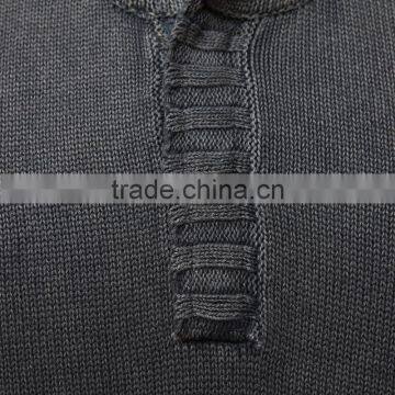 Denim-like Cotton Sweater Hoodie Cable Knit Mens Sweater photo-3