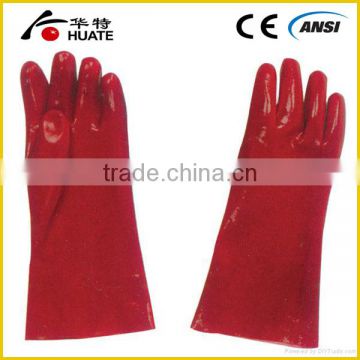 Anti-Oil Red Color PVC Coated Industrial Safety Hand Work Gloves