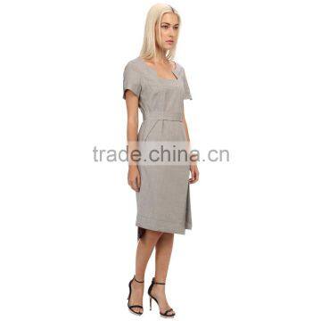Ladies Dress Tailor Linen Dress for Cocktail Evening Party Dress photo-4