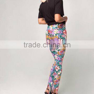 Flower Print Sublimation Print Fashion Leggings Polyester Spandex Strech Legging High Waist Foot Pants photo-4