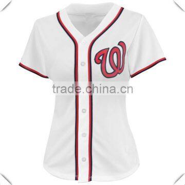 blank Womens MLB Baseball Jersey shirts custom made plain white with red embroidery patch hot sale with slim fit design