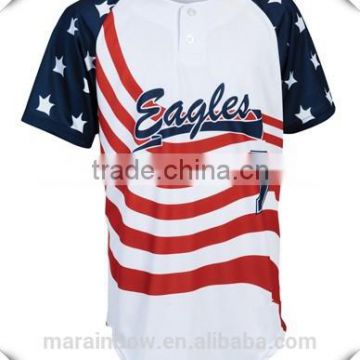 New Arrival Fashion Design Men's American Flag Printing Baseball Tees,Sublimated Printing Baseball T Shirt, Baseball Jersey