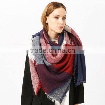 2017 new design colorful ladies plaid square scarf