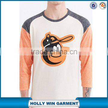 2016 new design custom raglan t-shirt with orioles printed front