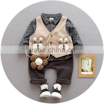 S17669A Autumn Boys Clothing Set Gentleman Kids 3 Piece Sets photo-2