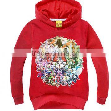 New Kids Boys Long Sleeve Pokemon Go hoodie cartoon printed hoodie