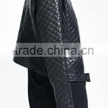 Stylish Black Quilted PU Leather Jacket for Women photo-2