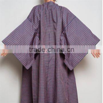 Newest Style Jacket With Squared Neck Haori Full Textured Yarn Dye Silk Kimono photo-4